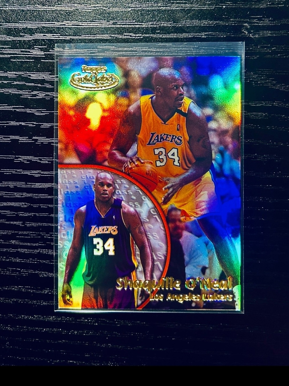 Topps Lakers Gold Yellow Purple Holographic Shaquille O'Neal Card